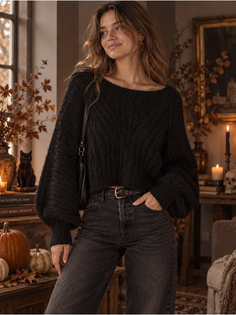Free People Black Cozy Sweater